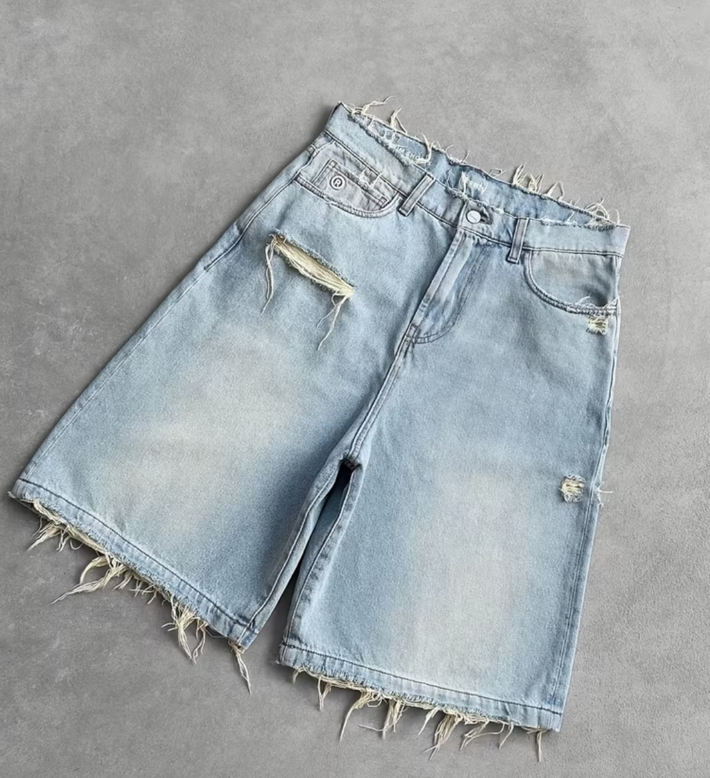 Distressed Denim Shorts